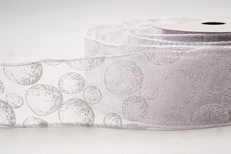 White  Glitter Ornament Orb Wired Ribbon_KW0457GC-1-1